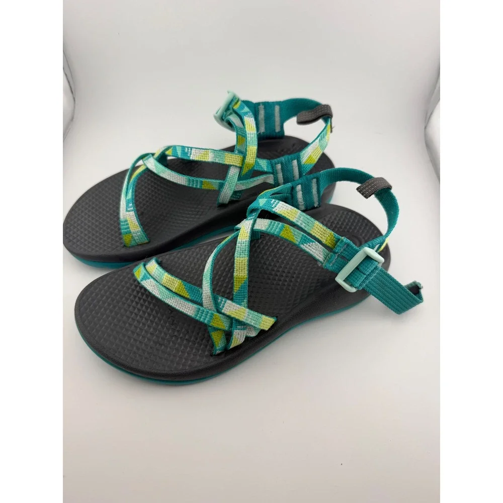 Chaco‎ Z1 Ecotread Sandals Kids Size 3 Teal Green Geometric Strappy Sport Shoes